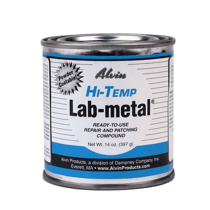 Metal Filler - Hi-Temp Lab-metal withstands temperatures as high as 1000ºF. High temperature epoxy, high temperature putty, body filler, high temp epoxy putty.