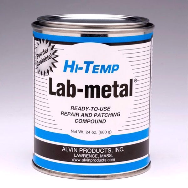 Metal repair putty, dent filler and patching compound - Hi-Temp Lab-metal withstands temperatures as high as 1000ºF. High temperature epoxy, high temperature putty, body filler, high temp epoxy putty